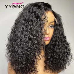 Yyong Deep Wave Short Bob T Part Lace Wig Human Hair Wigs Pre Plucked Brazilian Remy Wavy Transparent Lace Bob Wig For Women