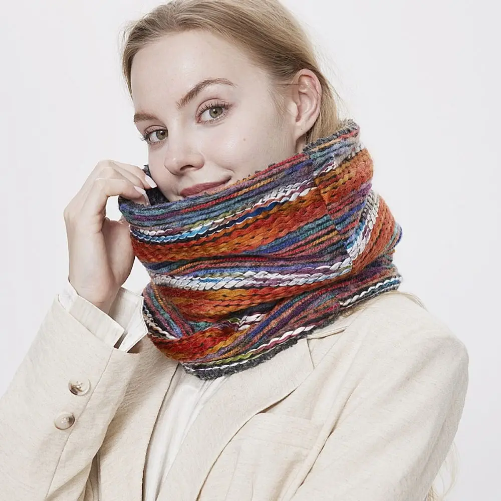 Artificial Wool Winter Ring Scarf Circle Wrap Full Face Mask Snood Neck Scarves Plush Warm Windproof Thick Collar