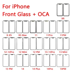 Screen Touch Panel Outer Glass For Iphone 11 12 13 Pro X XS XS Max mini LCD Front Touch Screen Lens Glass with OCA