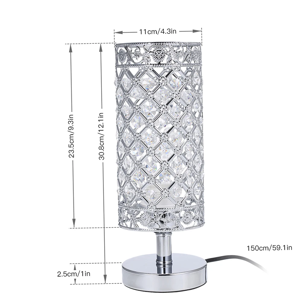 โคมไฟตั้งโต๊ะข้างเตียงโทมไชน์ คริสตัล ซิลเวอร์โคมไฟตั้งโต๊ะตกแต่งสำหรับห้องนอนห้องนั่งเล่นห้องรับประทานอาหารร้านกาแฟตู้หนังสือ