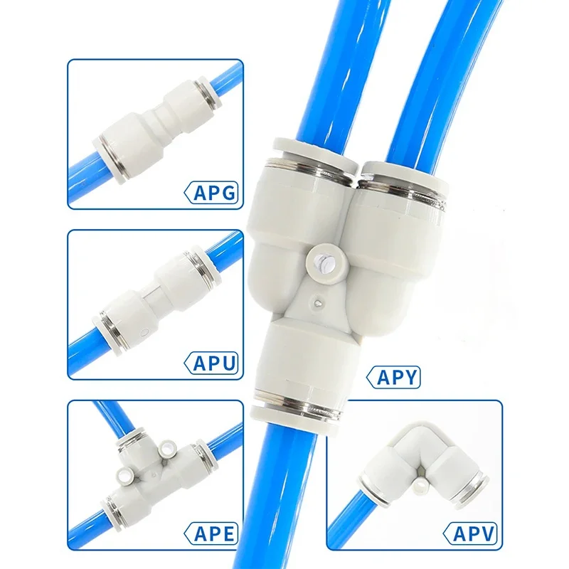 Airtac هوائي موصل سريع APU مستقيم من خلال APE القطر المتغير APY ثلاثي الاتجاه القصبة الهوائية التوصيل السريع 4 6 8 10 12 14 #3