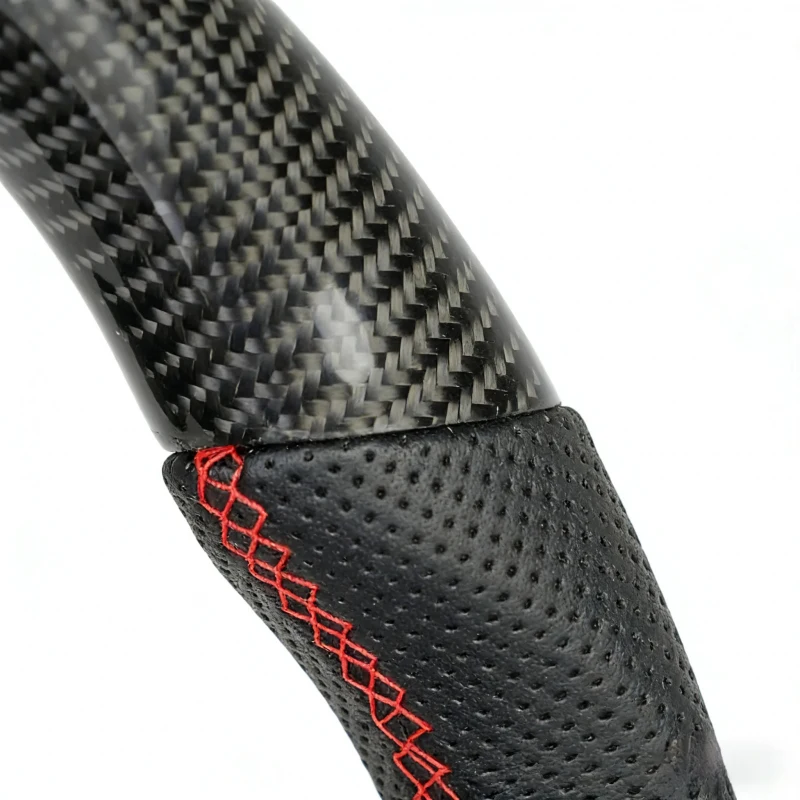 Volante Fibra De Carbono Carbon Fiber Steering Wheel Fit  Camry Corolla RAV4 Avalon Red Stitch Red Ring