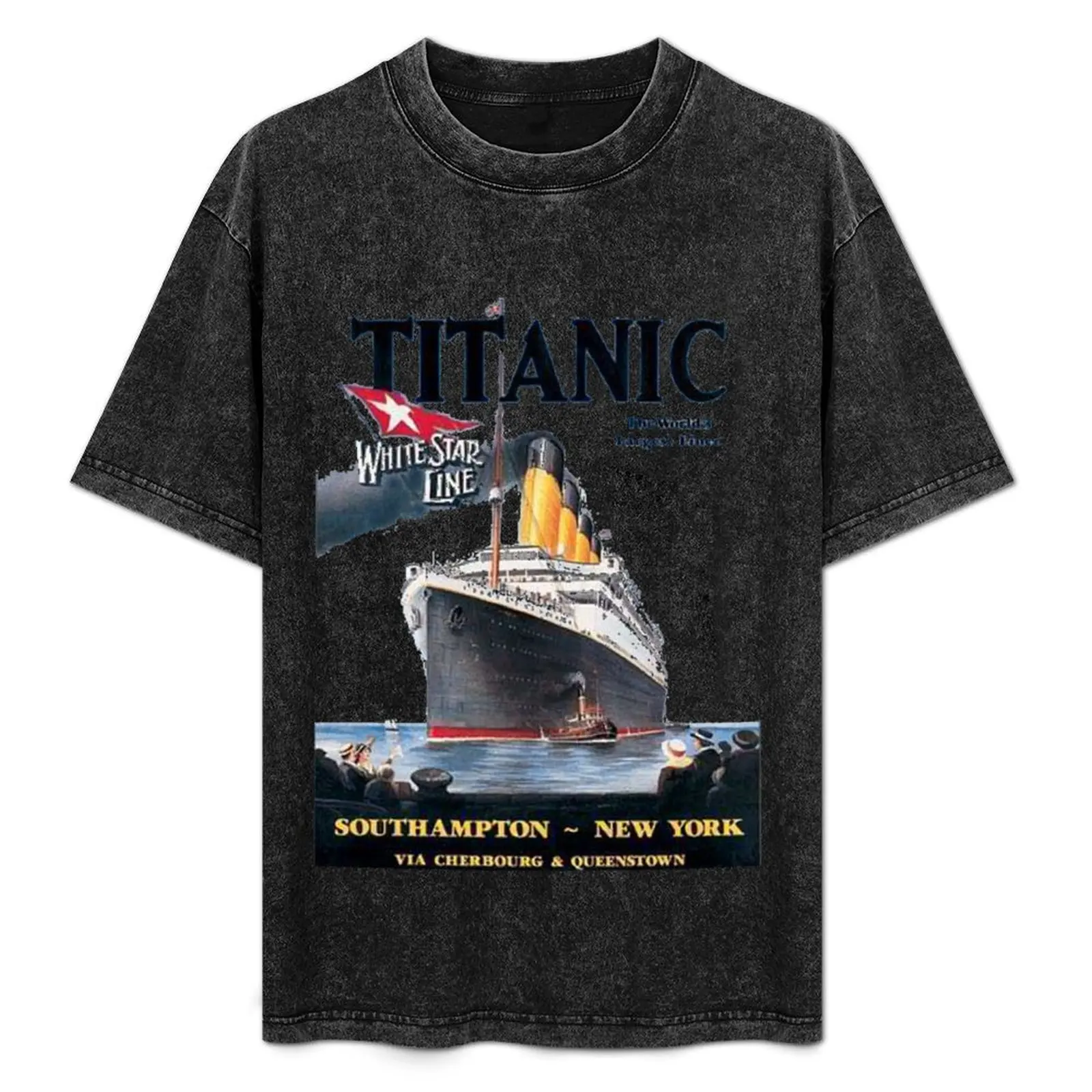 タイタニック号沈没ヴィンテージポスタークルーズ船大西洋航海tシャツスポーティカジュアル速乾tシャツ