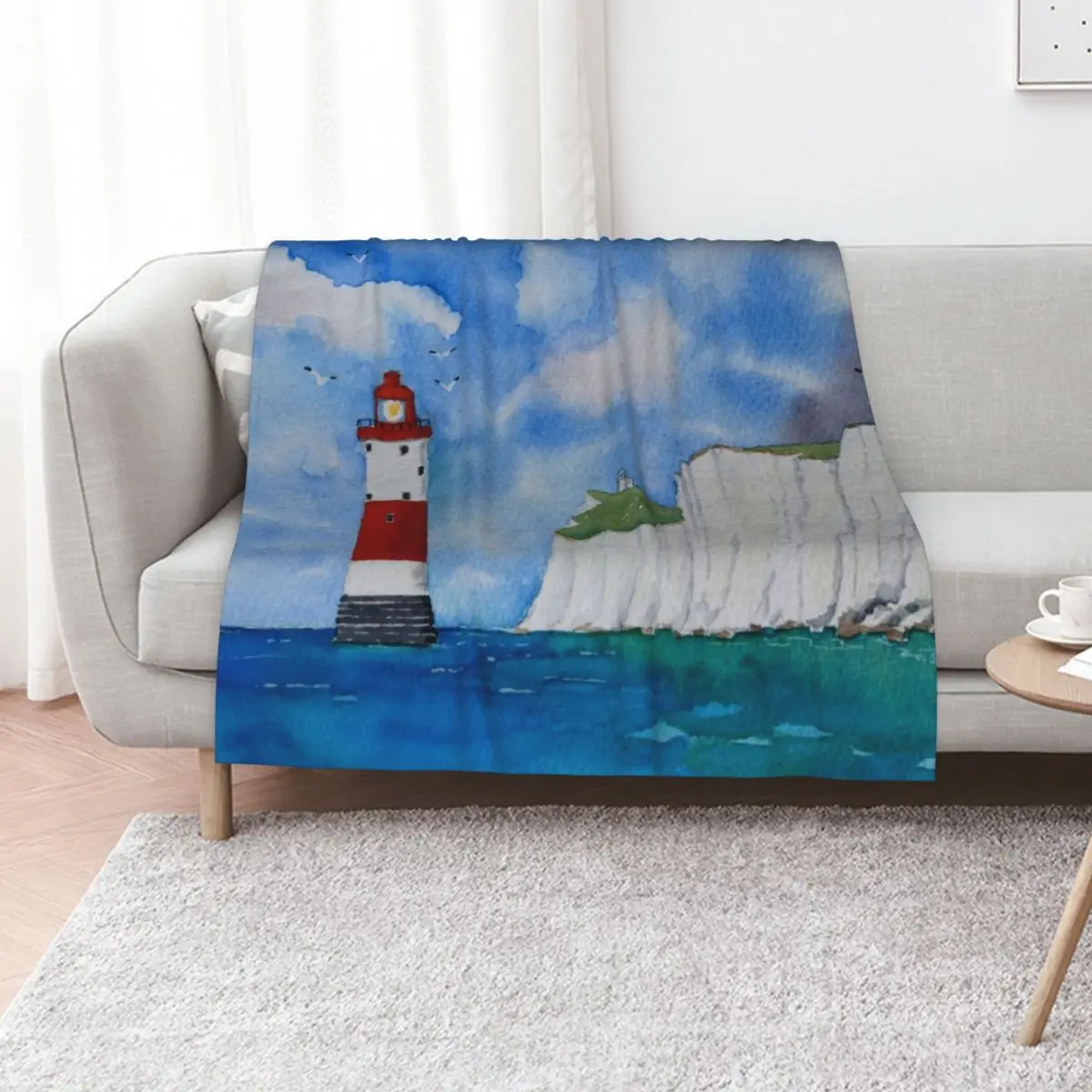 

Beachy Head Lighthouse. Throw Blanket Luxury Brand Bed Designers Quilt Blankets