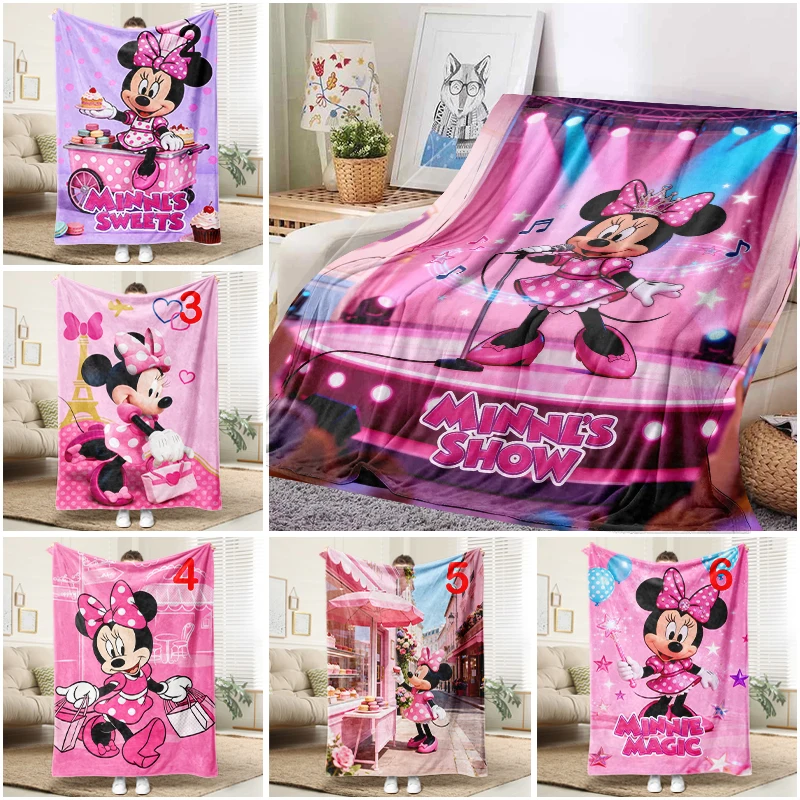 

Disney Minnie Mouse Show Blanket Flannel Throw Warm Sofa Bed Cover for Kids Adults Gift