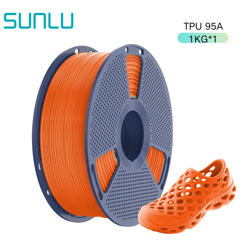 SUNLU TPU 95A Flexibles 3D-Drucker-Filament, 1,75mm 1KG Spule (2,2 lbs), 100% Blasenfrei, Hohe Elastizität & Verschleißfestigkeit, Weiches TPU
