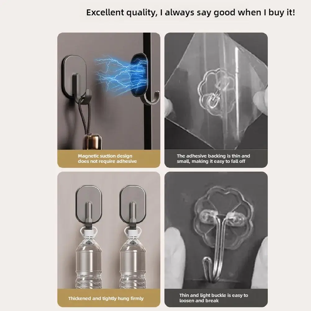 Gancio magnetico per frigorifero senza punzonatura Gancio portaoggetti per organizzazione cucina domestica Gancio magnetico forte multifunzionale riutilizzabile