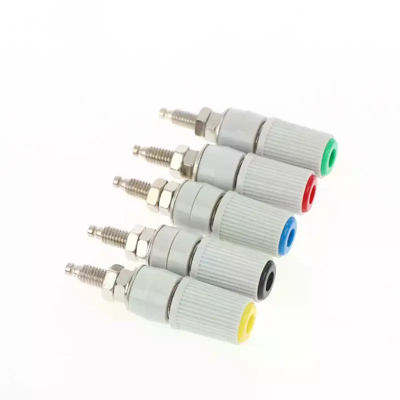 5Pcs M5*48MM High Current 5mm Banana Jack Socket, 30A M5x48 Type 4mm Amplifier Terminal Female Socket For Electronic Testing
