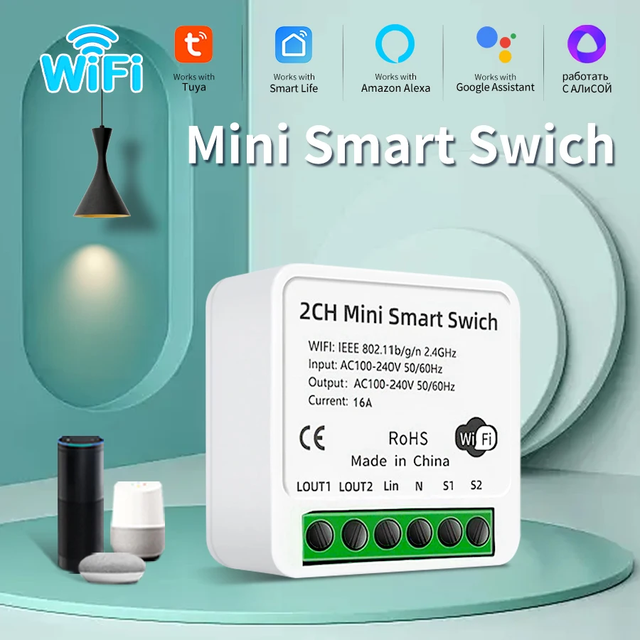 

1/2 канала Wi-Fi умный переключатель Tuya Smart Life модуль выключателя света удаленный релейный выключатель для Alexa Google Yandex 100-240 В 16 А