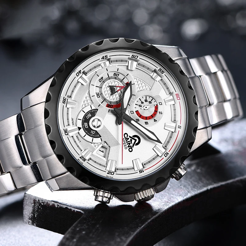 CAINUOS мужские кварцевые часы, роскошные автоматические часы с хронографом и датой, полностью стальные часы