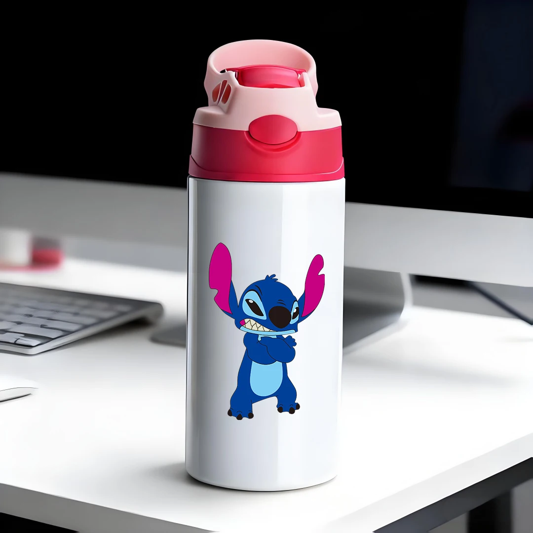 

Disney Insulated Cup Lilo and Stitch Blue Cartoon Character 304 Stainless Steel Cartoon Straw Cup Kids Water Bottle New Year Gif