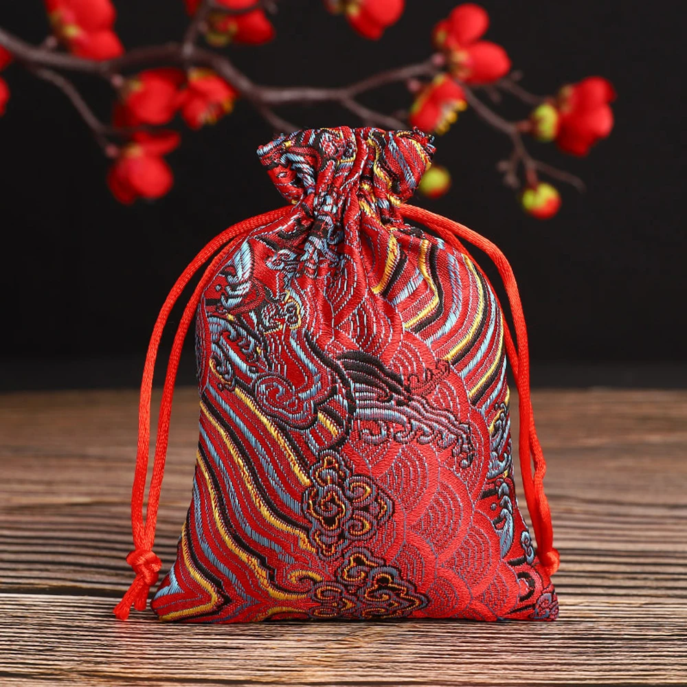 

Mini Favour Gift Wedding Embroidered Party Jewelry Packaging Bag Pouch Storage Bag Satin