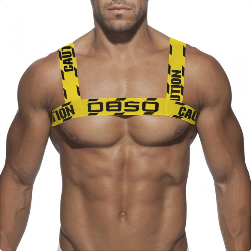 Sexy Elastic Band Harness Men Shoulder Straps Chest Bondage Muscle Halter Belt Men Bodysuite Gay Clubwear Club Party Costume