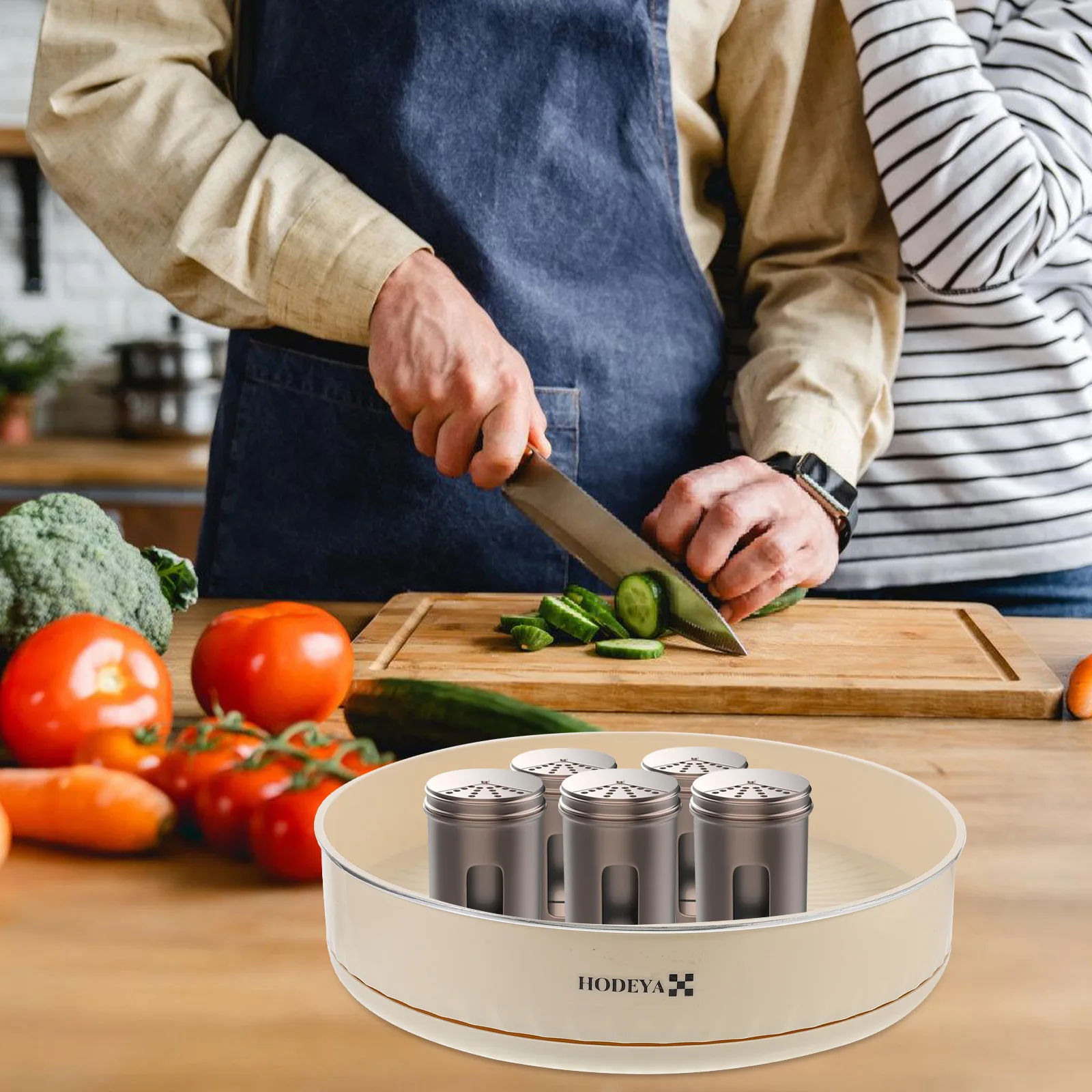 

1pc Seasoning Box Rotating Spice Rack Kitchen Countertop Holder Turntable Jar Container Storage Organizer Round Condiment Tray