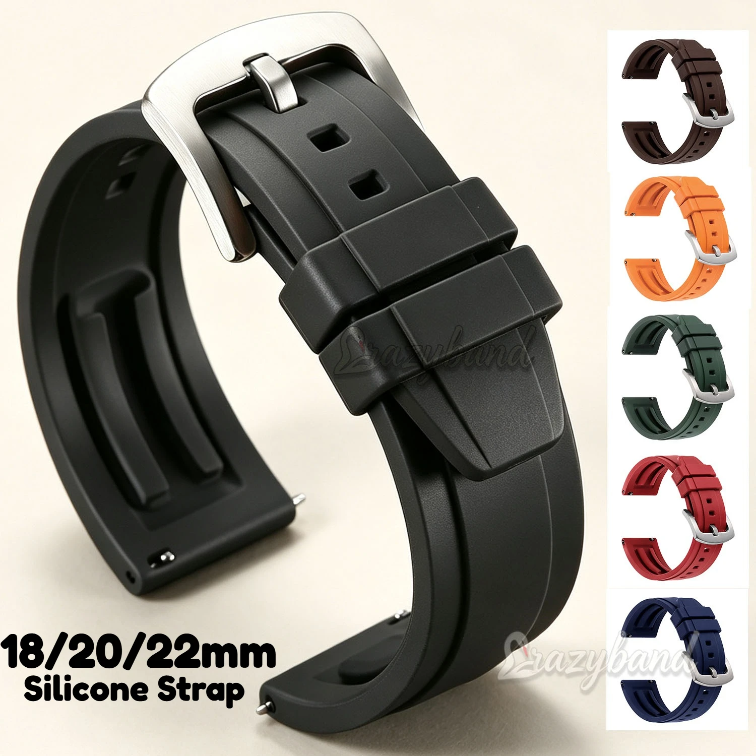 Premium Resin Silicone Watch Strap for Seiko for Rolex for Casio Band 18mm20mm22mm Orange Black Brown Waterproof Rubber Bracelet