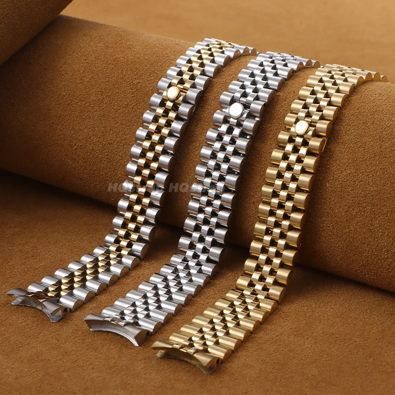 13mm 17mm 20mm 21mm Luxury Stainless Steel Watch Band for Jubilee for Rolex Metal Curved End Strap Solid Replacement Bracelet