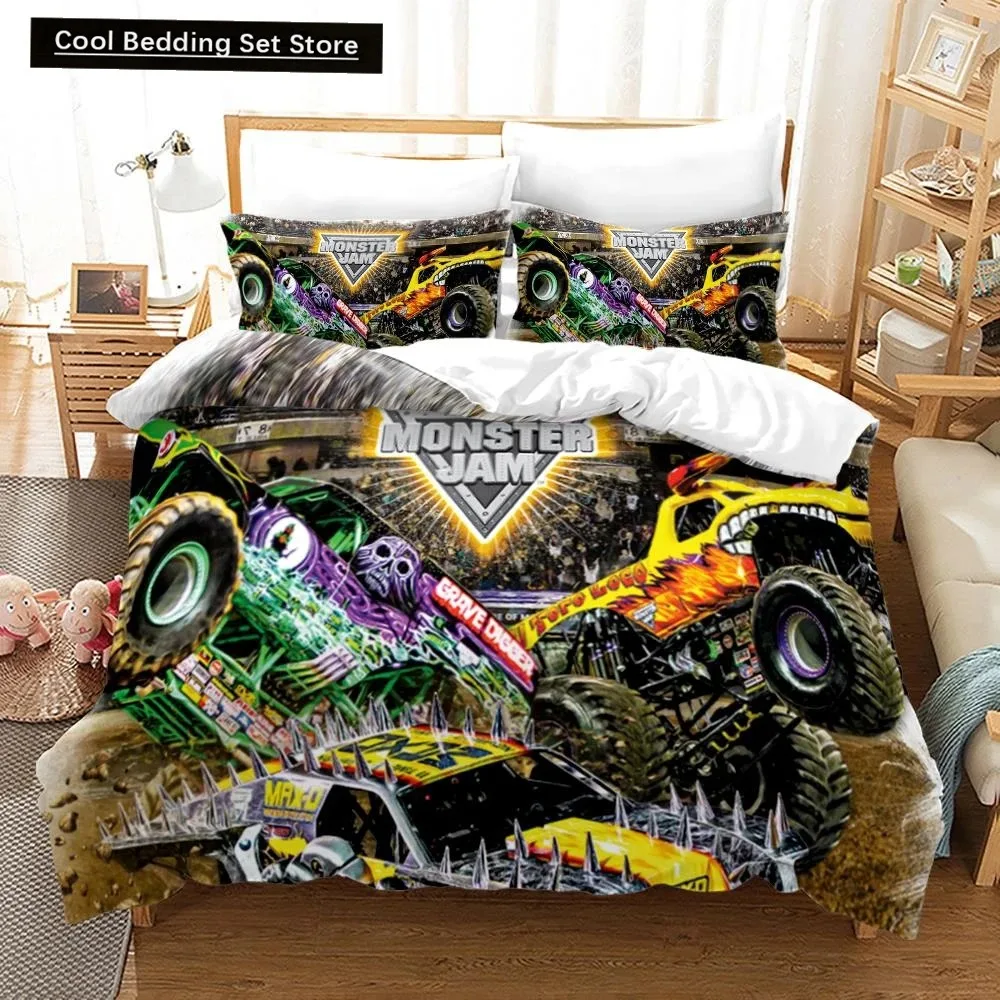 

Monster Jam Bedding Set Single Twin Full Queen King Size Monster Jam F1 Bed Set Aldult Kid Bedroom Duvetcover Sets 3D Anime 022