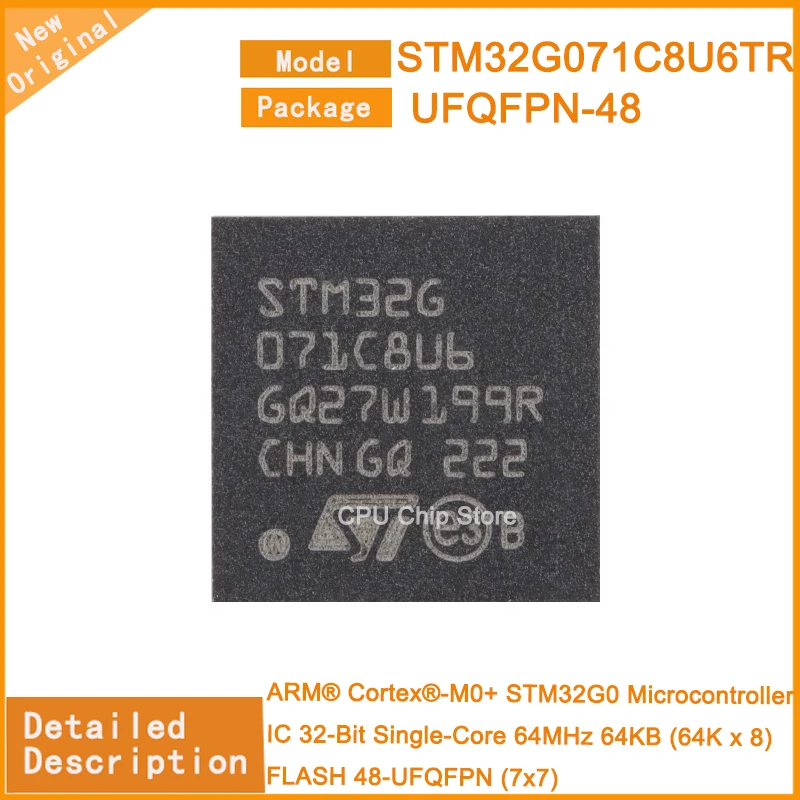 5Pcs/Lot New Original STM32G071C8U6TR STM32G071 Microcontroller IC 32-Bit Single-Core 64MHz 64KB (64K x 8) FLASH 48-UFQFPN (7x7)