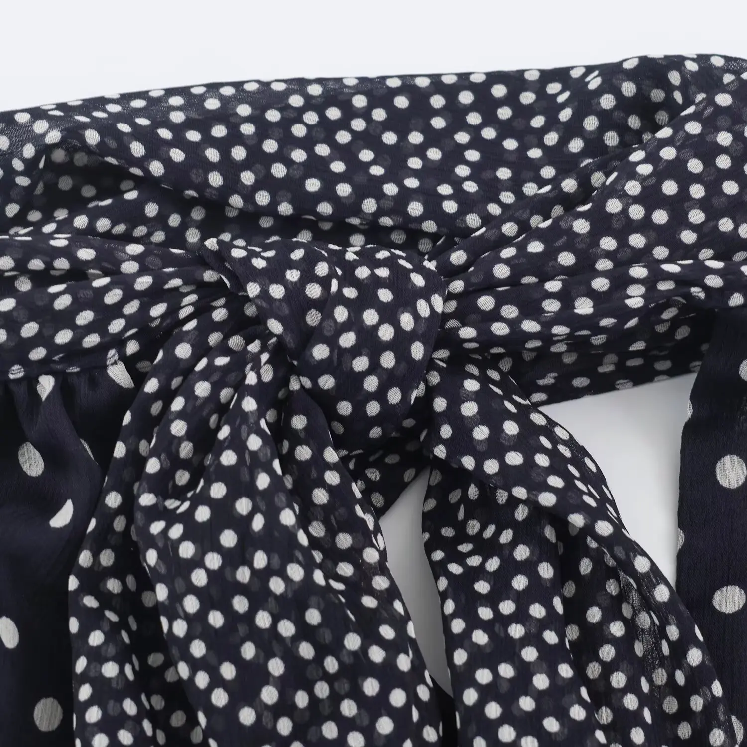 BSAY 2026 Vintage Elegantes Damen Polka Dot Halter-Midikleid mit Metallverzierung, geraffter Taille, plissiert, ärmellos, A-Linie, langes Kleid – Detail 6