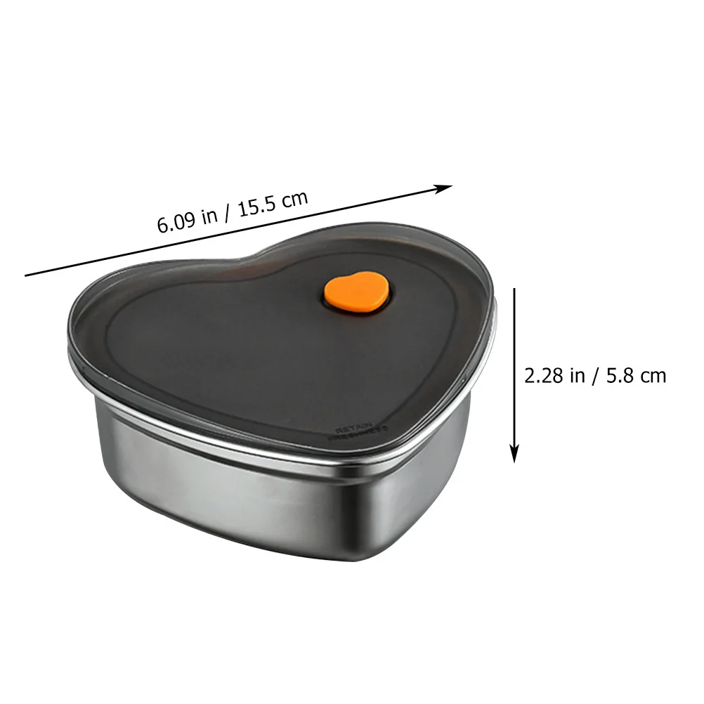 

1 шт., контейнер для еды из нержавеющей стали, коробка для бенто в форме сердца, портативный ланч-бокс, герметичный держатель для хранения, кухонный держатель для фруктов и овощей