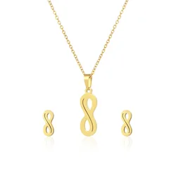 Luxury Stainless Steel Infinity Necklace and Earrings Sets Wedding Necklaces Earring Jewelry Sets Free Chains Baby Girl