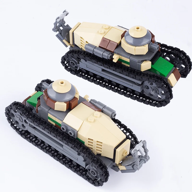 WW2 French Army Soldiers Weapons Building Blocks WW1 Renault FT-17 Main Battle Tank Build Bricks Toys Children Gifts Puzzle DIY