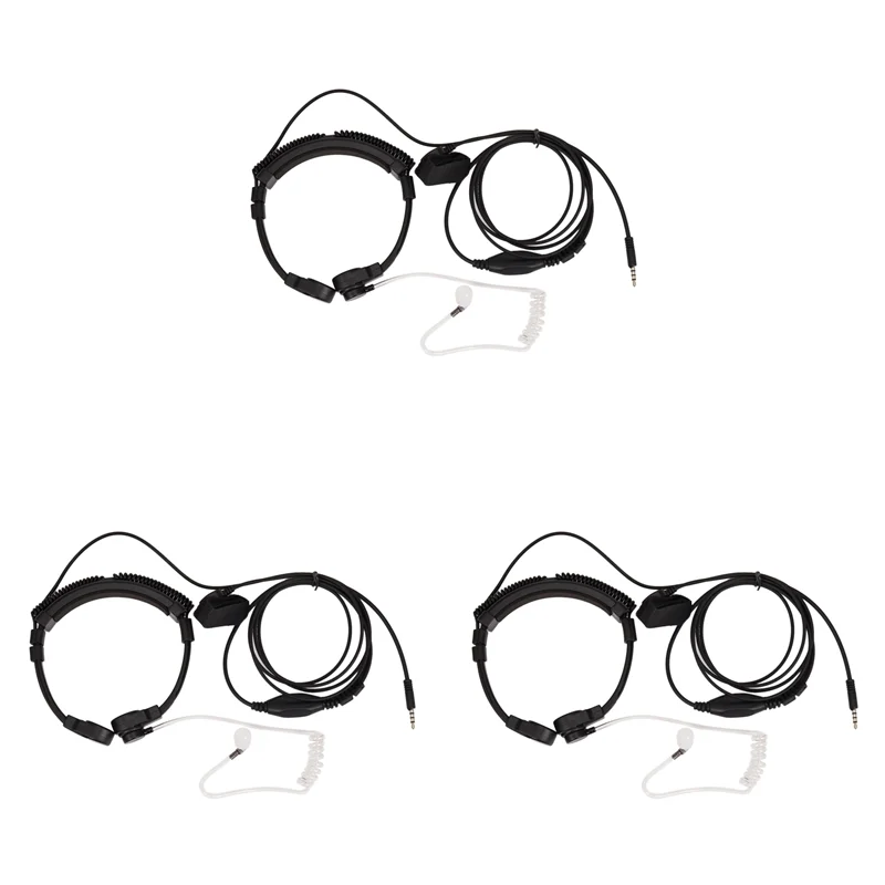 

3 Pcs 3.5Mm Adjustable Throat Mic Earphone Microphone Covert Acoustic Tube Earpiece Headset With Finger PTT For Phone-A74Z