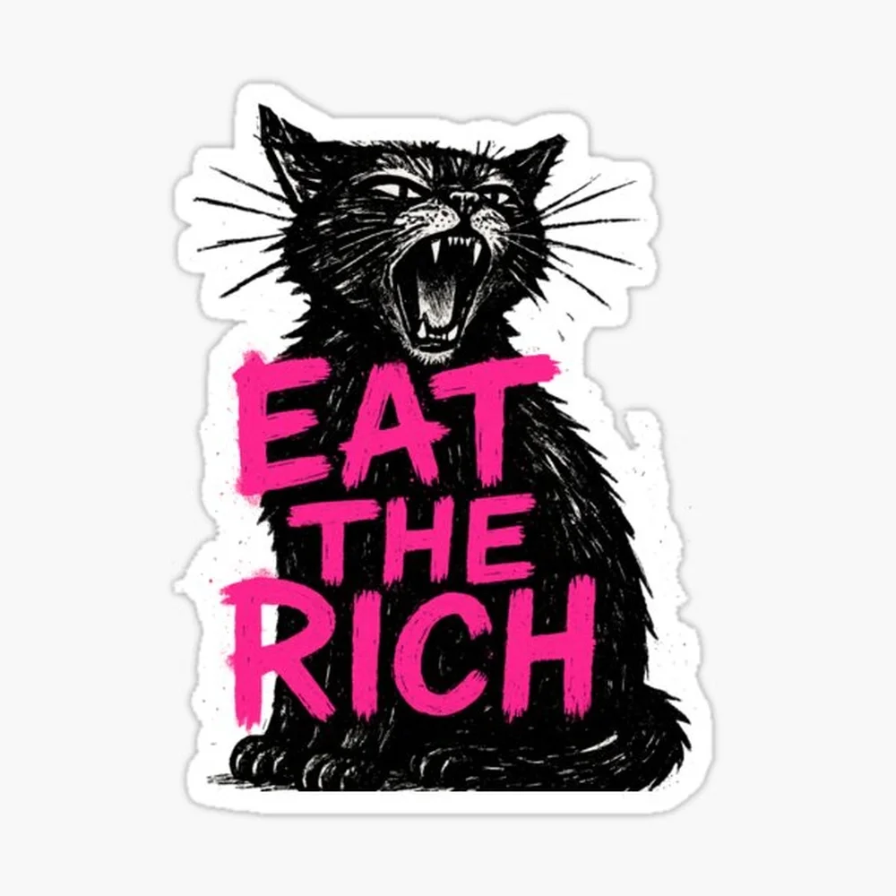 

Eat The Rich Black Cat Sticker for Laptop Decor Bedroom Car Cute Cartoon Art Fashionable Public Suitcase
