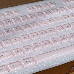 113Key Jelly Korean Russian Crystal Keycaps OEM PC Pink Side Engraved Blue White Translucent Double Layer Diy Crystal Keycaps