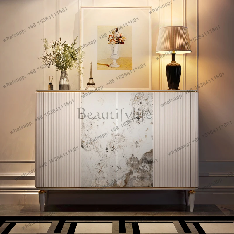 

French light luxury home shoe cabinet Italian rock slab storage decorative cabinet