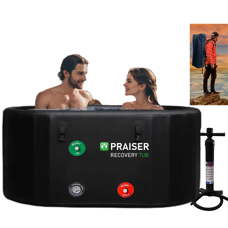 

1 2 Person Adult Luxury Round Oval Cold Swim Pool Foldable Black Spa Tubs Portable Ice Bath Recovery Inflatable Hot Tub Outdoor