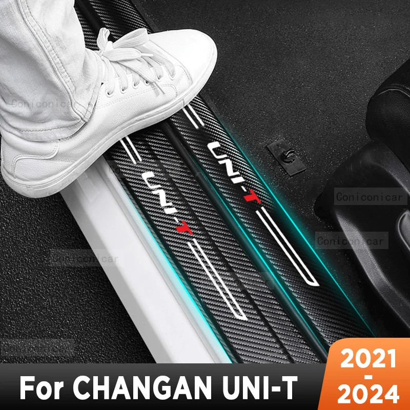 

Для CHANGAN UNI-T 2021-2025 автомобильные пороги, накладка на порог, защита для салона, аксессуары из искусственного углеродного волокна