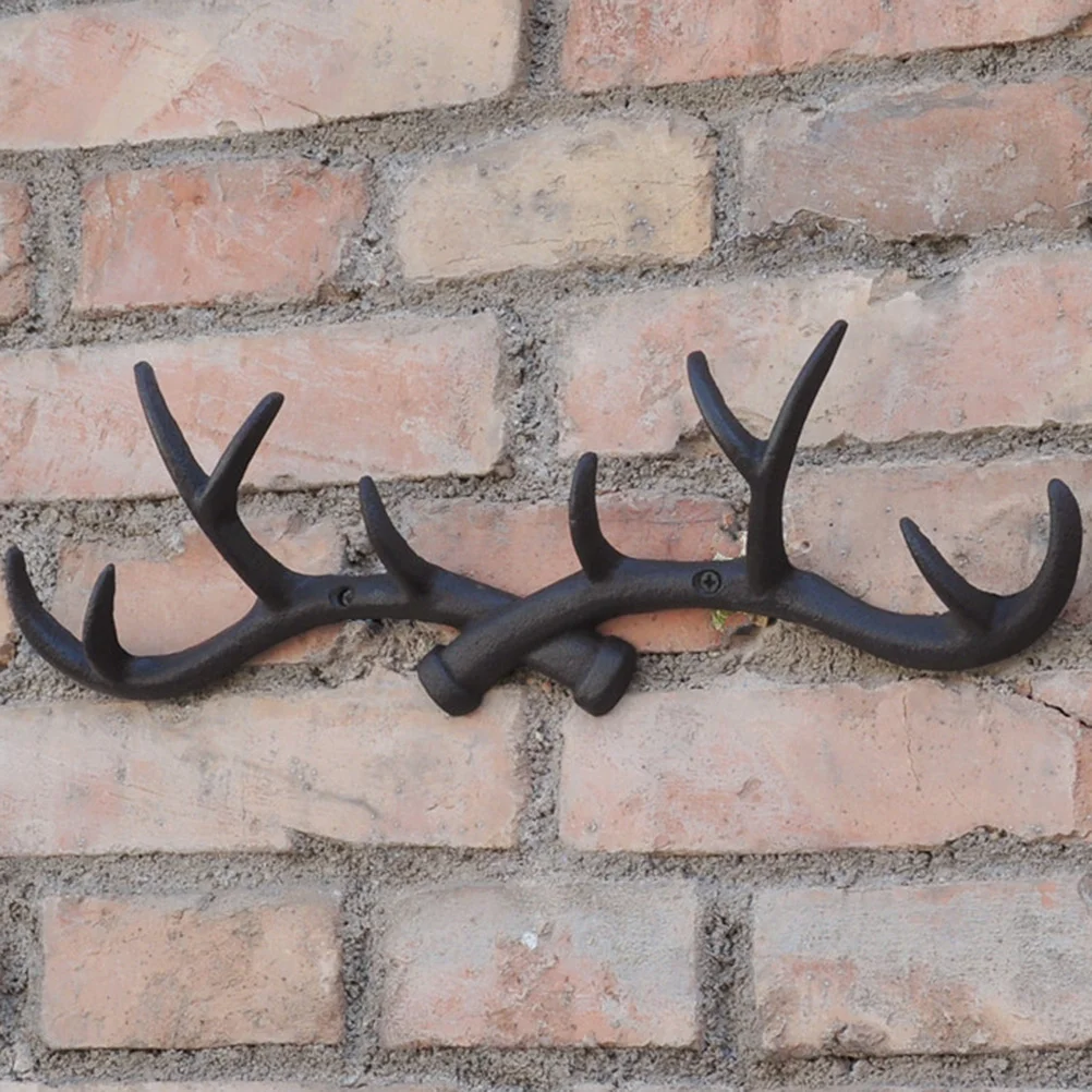 

Wall-mounted Cast Iron Hanger Decorative Deer Antler Hook Rack Vintage Wall Hooks for Coats Hats Keys Towels