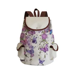 Sac à dos en toile florale pour femme, sac à dos pour adolescente, sac à dos pour ordinateur portable, sac d'école bleu, haute qualité, vente en gros