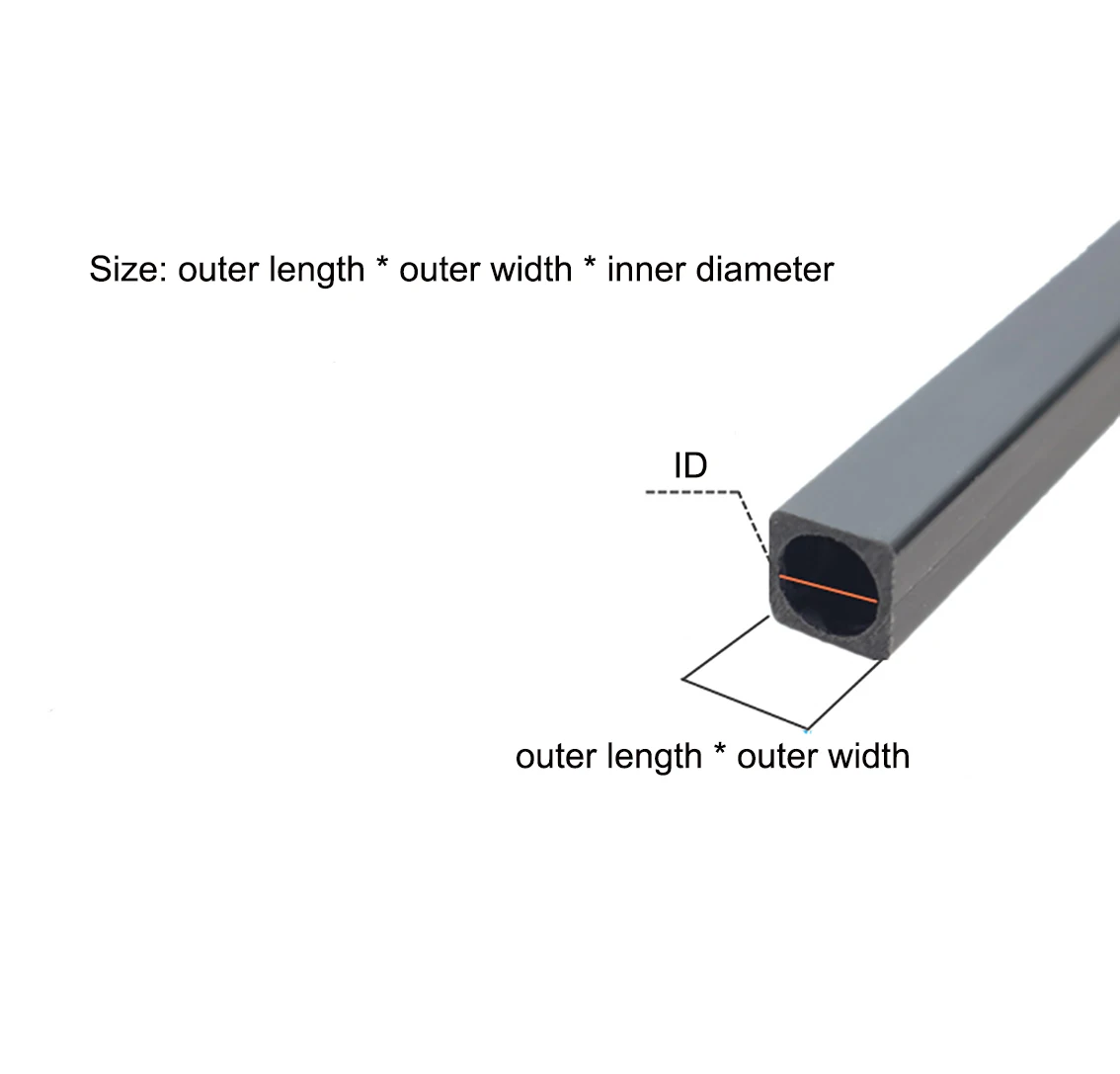 ID 1/2/3/4mm Carbon Fiber Tube Outer Square Inner Round Tube High Strength Light Weight DIY Model Part Accessory Length 200mm