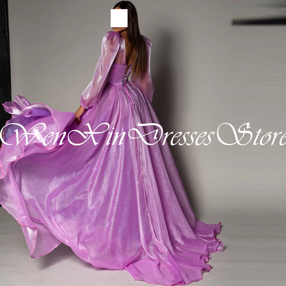 Elegantes Luxus Abendkleid 2024 Chiffon Schärpen V-Ausschnitt Seite Schlick Purplr A-Linie Empire Falten Reiß verschluss zurück Saudi-Arabien 2024