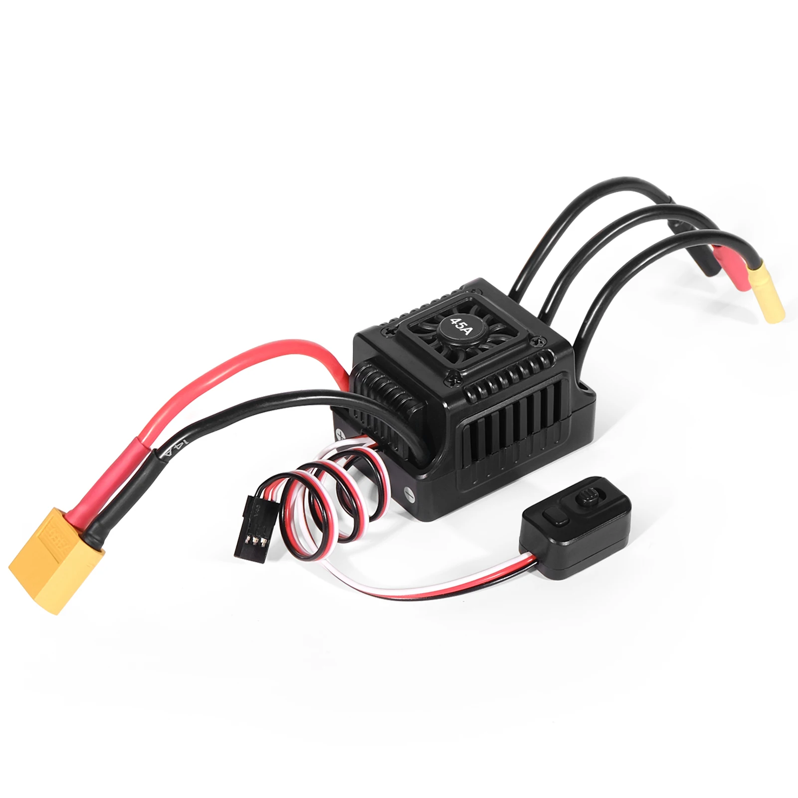 WSDT 45A 60A Brushless Speed Controller with XT60 / T Plug 45A 60A 2-3S Waterproof Sensorless Brushless ESC for 1/10 RC Cars