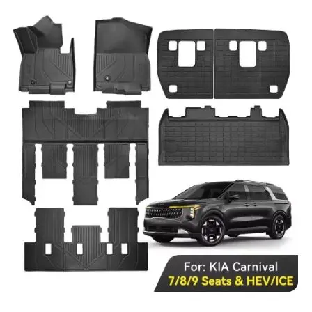 YZ 기아 카니발 KA4 7/9 좌석 2020-2026 TPE 바닥 매트 세트 5D 자동차 트렁크 매트 러기지 매트 TPE 방...