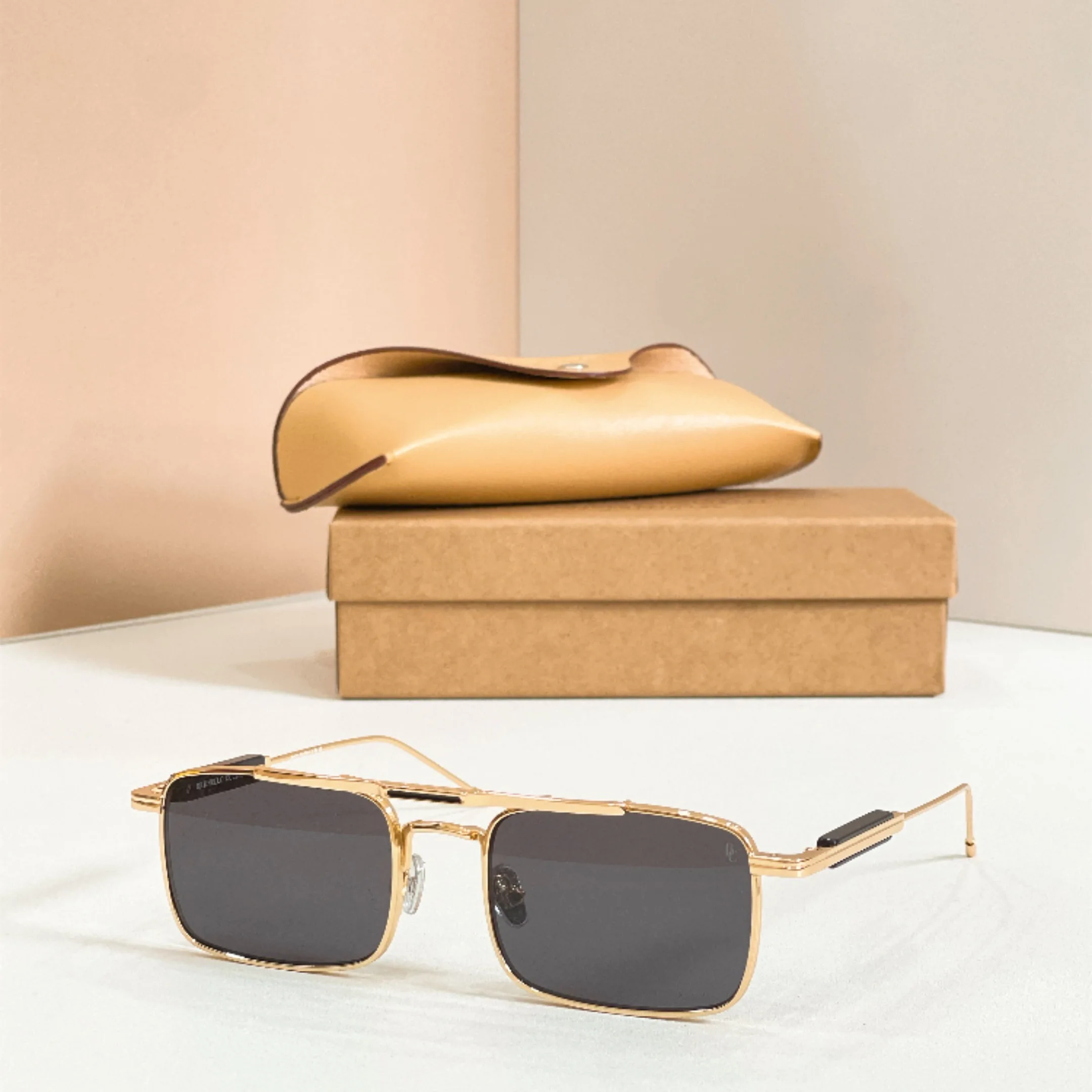 BC1006ST 53mm Designer Square Metal Sunglasses, Premium Double Bridge Frame, Retro Aviator Eyewear for Men Women