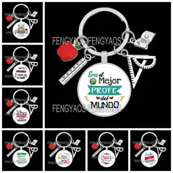 Spanish Gift for Teachers Keychains Spain Keyring for Teacher's Day Mexico Graduation Gifts for Professor