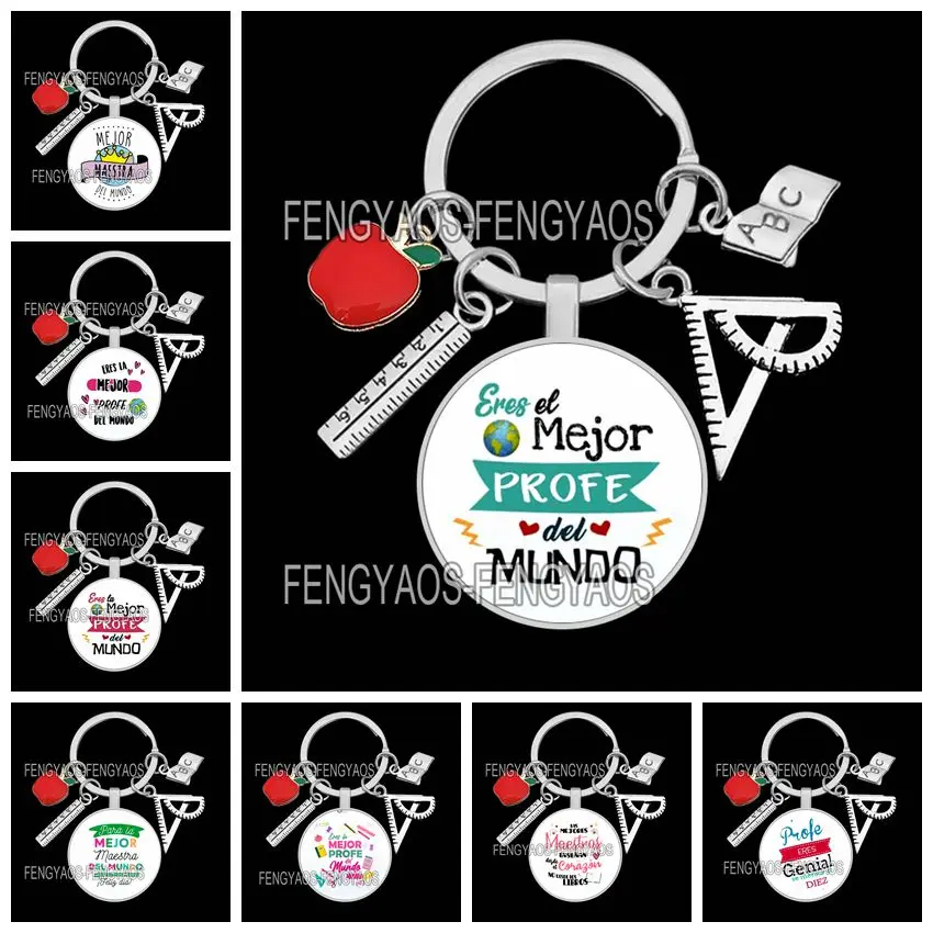 Spanish Gift for Teachers Keychains Spain Keyring for Teacher's Day Mexico Graduation Gifts for Professor