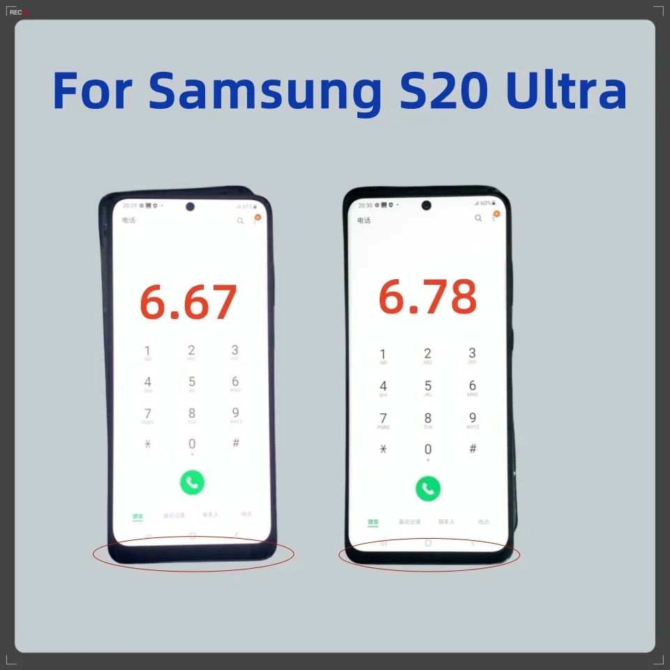 Super OLED S20 Ultra Display with Frame for Samsung Galaxy S20 Ultra G988U G988B LCD Touch Screen Digitizer Assembly Replacement