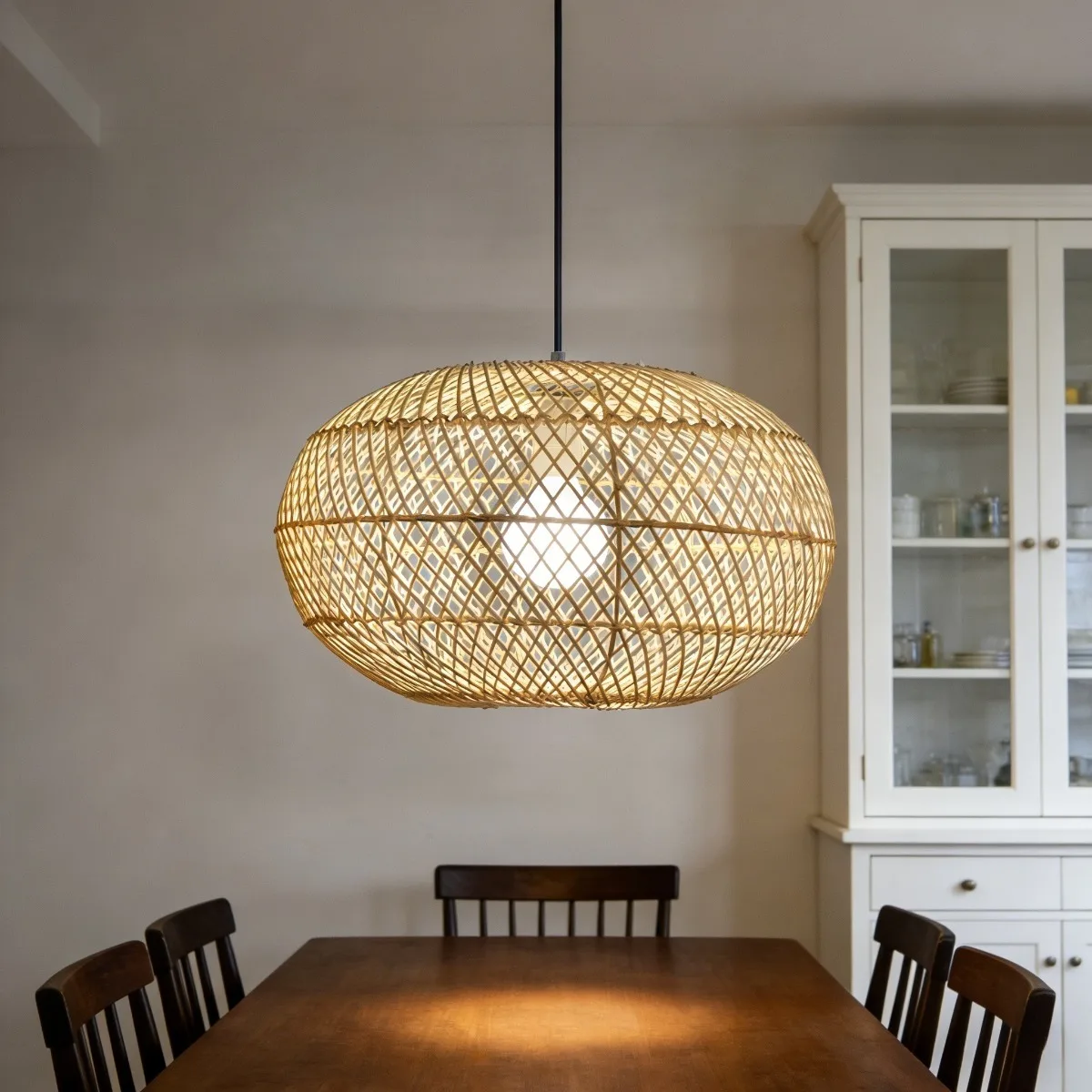 

JOYINLED Vintage 40cm Handmade Rattan Lamp Suspension Dining Room Pendant Lights for Living Room Restaurant Cafe Hanging Light