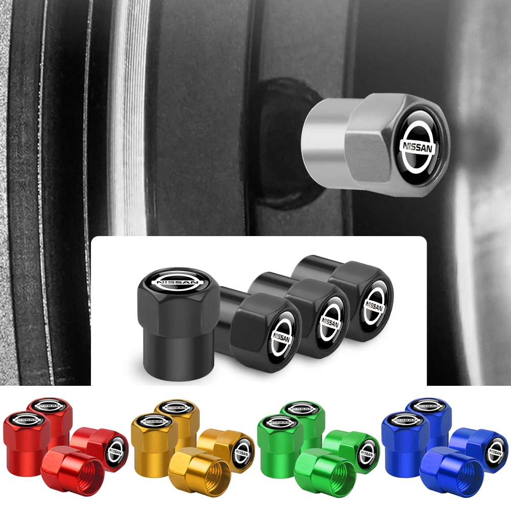 4Pcs Car Metal Wheel Tire Air Valve Dust Caps Bolt-In Accessories For Nissan Nismo X-Trail 1 Almera Qashqai J11 Teana Note Leaf