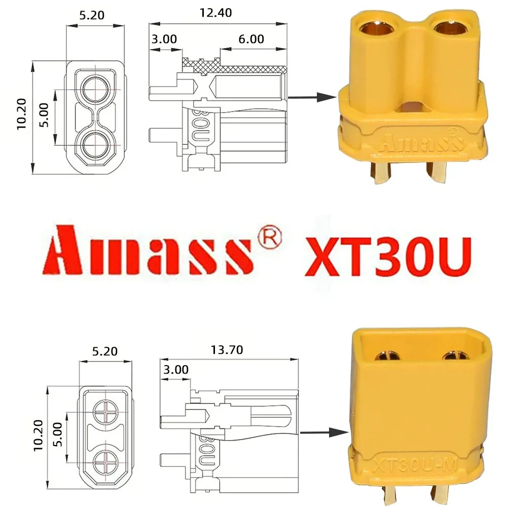 XT30 Male Charge Cable Car Cigare Lighter Male Plug to XT30U male Connector 14AWG XT30 Adpter Extension Cord for Solar Panel RV