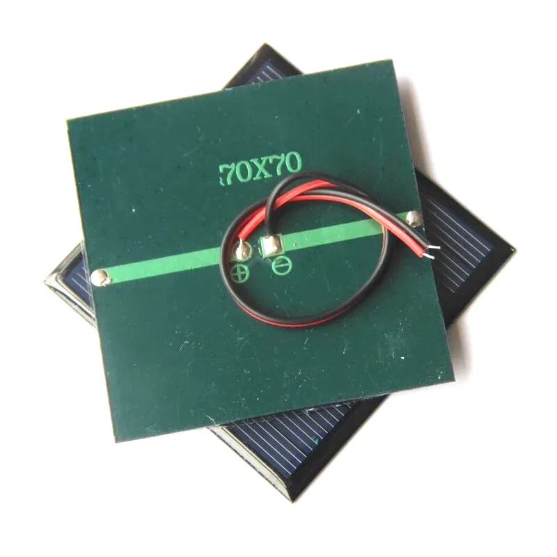 Prezzo di fabbrica 1000PCS 0.7W 5V Mini Pannelli Solari con Filo 15CM Cella Solare di Piccole Dimensioni Squsare Modulo Solare 70*70MM Giocattolo Solare FAI DA TE