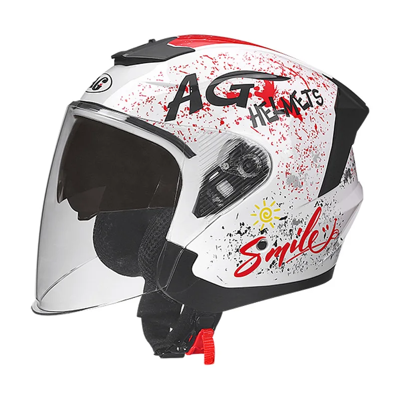 

Motorcycle Helmet Women's Open Face Lightweight Helmet Double Lens Men's Motorbike 3/4 Helme Electric Motorcycle Capacete