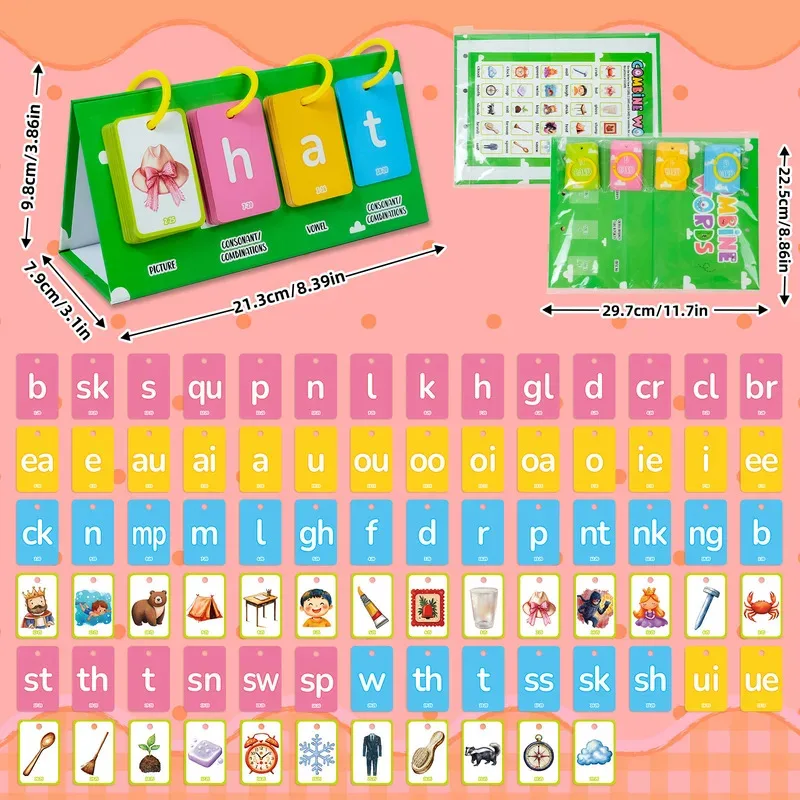

81 Detachable Letter Word Formation Cards - English Learning Educational Toy with Graphic Combination Teaching Play Set
