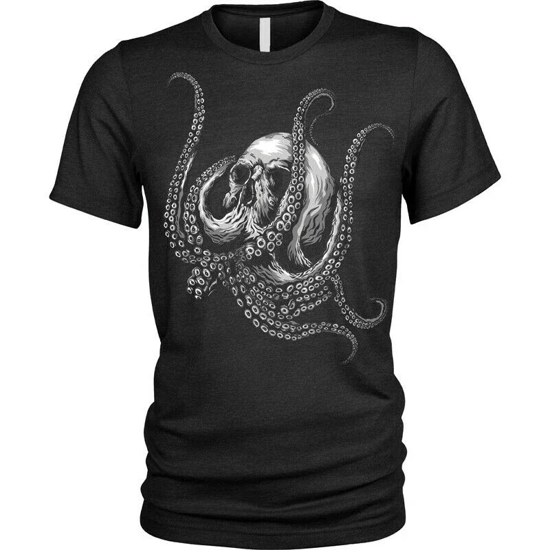 Cthulhu crânio polvo horror gótico lula t camisa novo 100% algodão manga curta o-pescoço camiseta casual topo