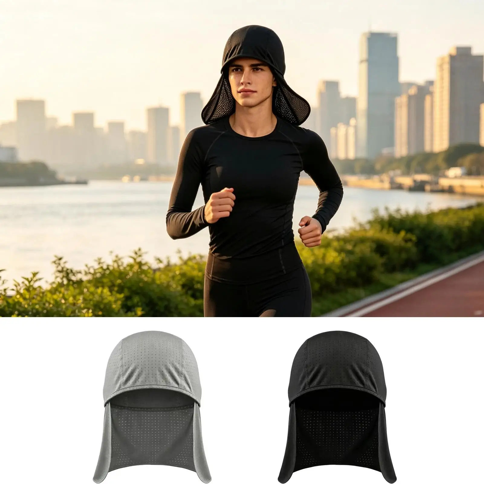 Hat with Neck Protection Elastic Quick Dry Moisture Wicking Brimless Skull Caps Sun Neck Protector for Adults Summer Outdoor